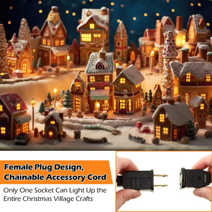 Meonum Accessory Cord with 9 LED Light Bulb, 18ft Christmas Village Lights Cord with Dimmer Switch, C7 Blow Mold Lights for Christmas Village Houses, Halloween Pumpkin Skeleton Crafts Decoration