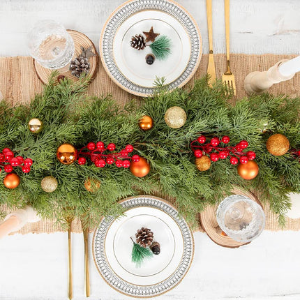 Pine Garland Christmas Decoration, 6ft Christmas Greenery Garland Realistic Cypress Garland Cedar Garland for Holiday Mantel Fireplace Table Centerpiece Decor
