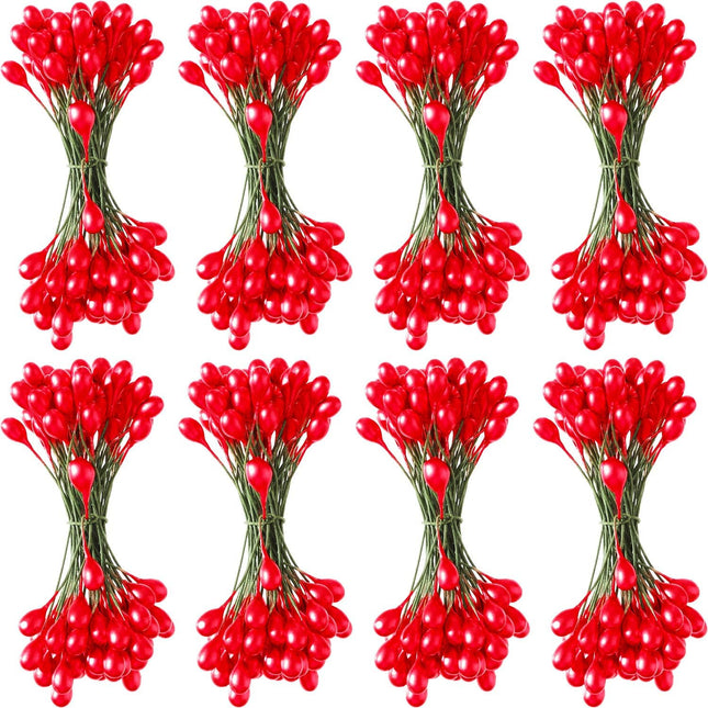 Patelai 800 Pieces Artificial Holly Berries Craft Berry Stems for Christmas Wedding Home Ornaments (Red)