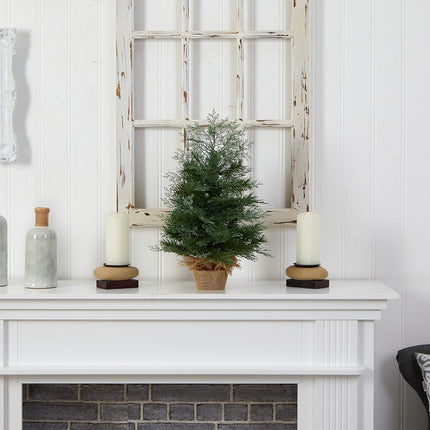Nearly Natural 2ft. Artificial Christmas Tree in Burlap Base with 35 Warm White LED Lights