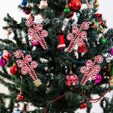 6 Pcs Christmas Tree Decorations Picks 12 Inch Candy Cane Christmas Decorations Large Red White Candy Curly Lollipop Peppermint Candy Ornaments for Xmas Tree Topper Home Office Vase Holiday Party