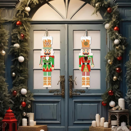 clothmile 2 Pieces Christmas Nutcracker Door Sign Wooden Large Candy Door Hanger Hanging Wall Welcome Sign for Christmas Front Door Porch Home Wall Decor