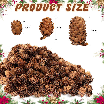 250Pcs Christmas Mini Pine Cones, Small Natural Pine Cones for Christmas Wreath Craft, Tiny Pinecones for Decor Vase Fillers, Thanksgiving, Home Decor