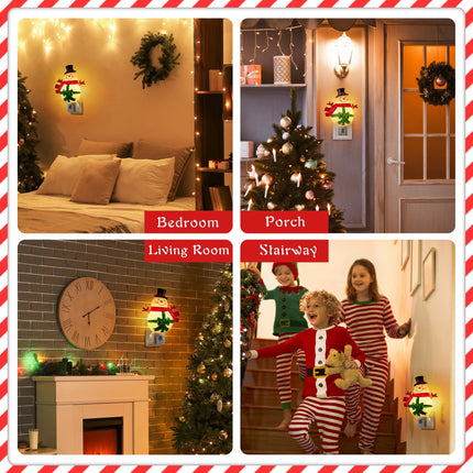 Christmas Night Lights Plug into Wall, Christmas Decorative Night Light with Manual Switch, 360 Degree Swivel Plug, Christmas Plug in Night Light for Home Bedroom Decor Ornaments (Snowman)