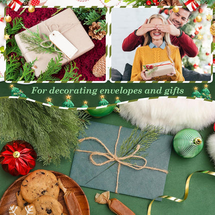 Giegxin 300 Pcs Artificial Pine Branches Christmas Greenery Sprigs and Twigs 13.39 Inch Faux Christmas Picks Pine Stems Bulk DIY Accessories for Holiday Xmas Tree Wreath Garland Home Garden Decoration