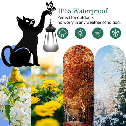 Solar Lights Outdoor Garden Decor - Black Cat Figurine Light Stake with Butterfly Decorative Metal Housewarming Ornament for Yard Pathway Lawn Patio – Unique Ideas for Christmas