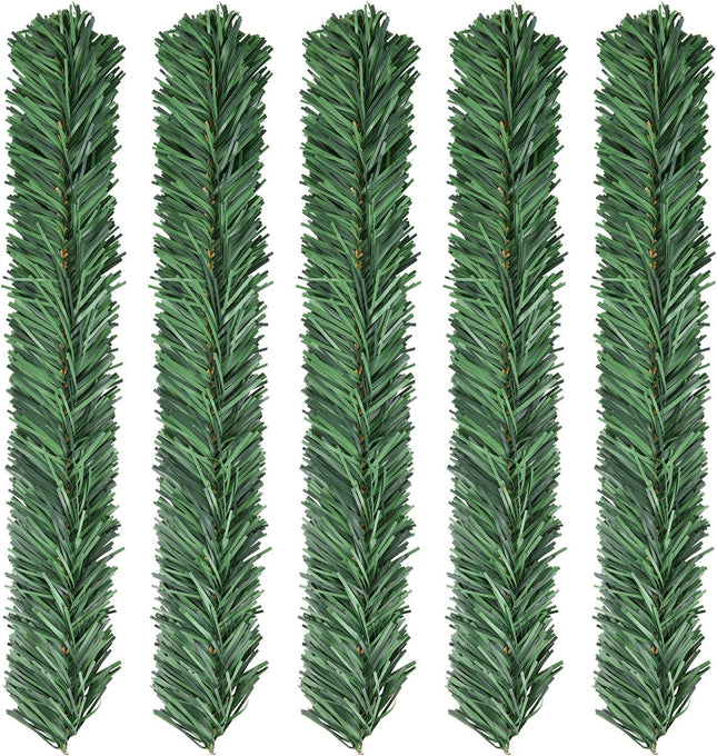 DearHouse 30 Pcs Christmas Garland Ties Artificial Pine Needles,14" Christmas Tree Branches Wired Faux Pine Greenery Stems in Green for Christmas Decoration Craft Wrapping