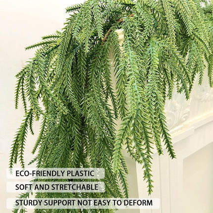 Christmas Norfolk Pine Garlands，Soft Bendable Winter Pine Garland ，Real Touch Artificial Christmas Greenery Garland for Fireplace/Mantle/Table/Window/Stairs/Indoor or Outdoor Xmas Decor（5.2FT）