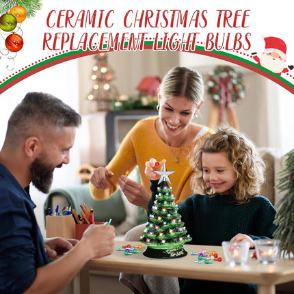 144 Pcs Ceramic Christmas Tree Replacement Light Bulbs Glitter Ceramic Tree Light Ornament Medium Twist Light Ornaments for Ceramic Tree Xmas Tree Replacement Light, 7 Colors (Ball Style)