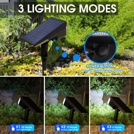 E ENERGETIC LIGHTING Solar Lights Outdoor Waterproof IP68, 4 Lighting Modes Solar Powered Garden Yard Spot Solar Lights for Christmas Outside Landscape- 4 Pack (Daylight)