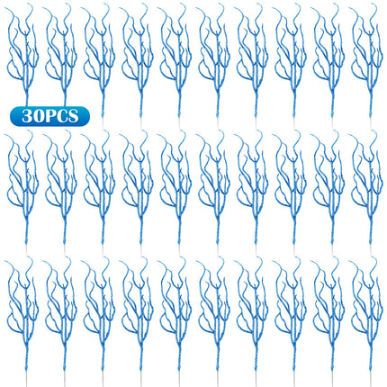 Jutom 30 Pcs Glitter Christmas Tree Pick 13.7 x 2.7 Inch Curly Tall Tree Filler Branches Christmas Tree Sprigs and Twigs Decorations for Vase Christmas Tree Xmas Wedding Decoration (Blue)
