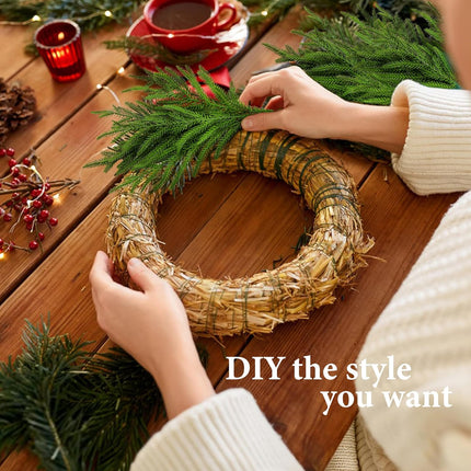 20 Pcs Christmas Norfolk Pine Branches- 19" Extra Length Artificial Xmas Branches Plants Pine Needles- Fake Greenery Norfolk Pine Stems Sprigs for DIY Craft Garland Home Garden Decor