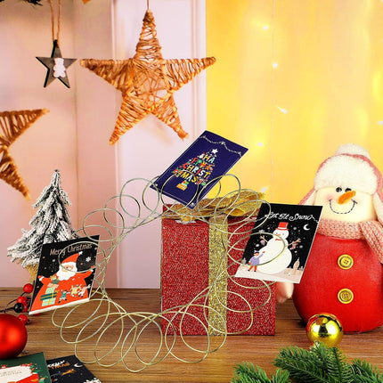 Ferraycle 2 Pcs Metal Christmas Card Holder Wall Display Christmas Card Wreath Spiral Photo Insert Card Display for Xmas Holiday Wall Hanging Decoration(13 Inch,Golden)