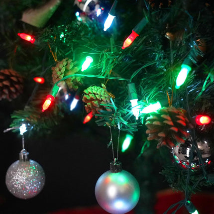 100 LED Christmas String Lights with Remote - 33ft Mini Bulb Battery String Lights - Fairy Lighting Decor for Indoor Decor Greenery Wreath Lawn Bedroom Christmas Decorations - Red White Green