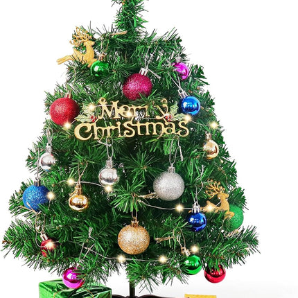 Mini Christmas Tree, 2ft Artificial Small Table Top Christmas Tree, Tabletop Christmas Tree with Star, Ball Ornaments for DIY Xmas Tree