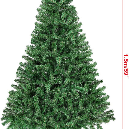 5FT Artificial Christmas Tree with 550 PVC Branch Tips, Christmas Tree with foldbale Metal Base, Easy Assemble, Christams Decoration for Home and Office