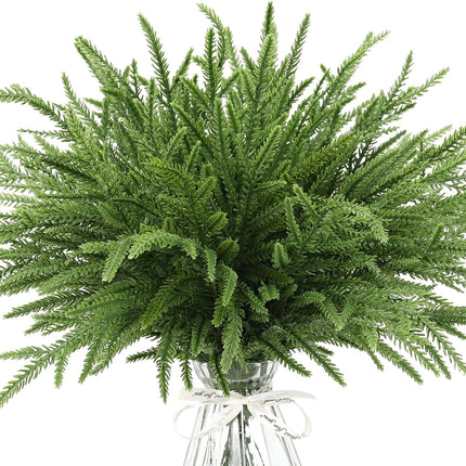 50PCS Christmas Norfolk Pine Branches,14.9 inch Artificial Norfolk Pine Stems,Faux Greenery Pine Needles Branches Xmax Norfolk Pine Picks for DIY Garland Wreath and Home Garden Decoration