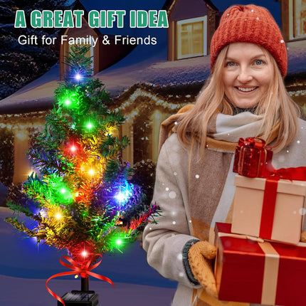 Solar Christmas Tree 4 Pack Garden Stake Light Waterproof Christmas Decorations Christmas Tree Light ，Outdoor Waterproof Christmas Pathway Lights for Christmas Decoration Pathway Garden Patio Yard