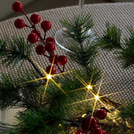 Pine Garland with Lights Christmas Decorations Indoor 100 LED Battery Operated with Timer 6 FT,Vine Lights for Walls Living Room Decor