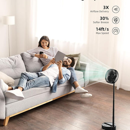Koonie 10000Mah Portable Fan, 8 Inch Foldable Stand/Desk Fan Up To 20 Hours Night Light Battery Powered Fan Cordless Height