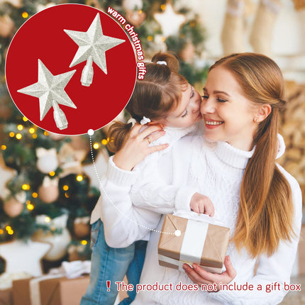 4 Pcs 4 Inches Glitter Star Christmas Tree Topper Mini Christmas Star Tree Toppers Decorative Small Christmas Tree Decoration Treetop for Holiday Ornament Home Decor (White)