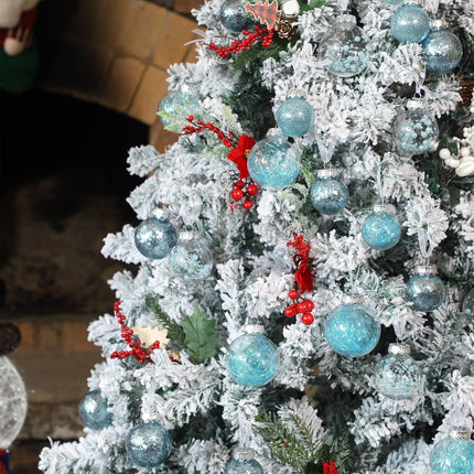 Lulu Home 30ct 2.36" Clear Christmas Ball Ornaments, Pre-Strung Transparent Balls with Unique Decorations Inside, Shatterproof Plastic Balls for Xmas Party Wreath Garlands Trees, Light Blue