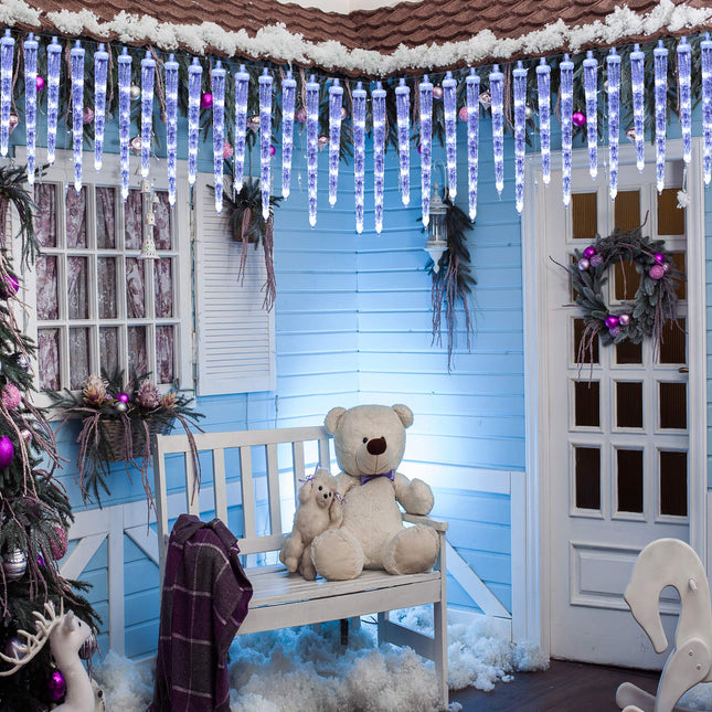 Toodour Christmas Icicle Lights, 20 icicles 90 LED Icicle Lights, Outdoor Indoor Crystal Ice String Lights, Connectable LED Christmas Lights - White Icicle Lights for Christmas Decor Holiday Party