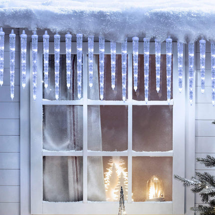 Toodour Christmas Icicle Lights, 20 icicles 90 LED Icicle Lights, Outdoor Indoor Crystal Ice String Lights, Connectable LED Christmas Lights - White Icicle Lights for Christmas Decor Holiday Party