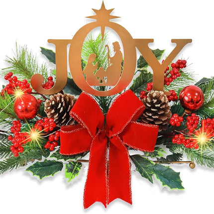 LED Lighted Joy Christmas Centerpiece Table Decorations,Nativity Scene Tabletop Decor for Home Party Year Winter Holiday Fireplace