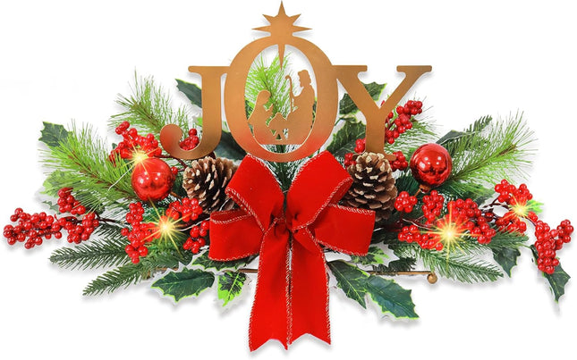 LED Lighted Joy Christmas Centerpiece Table Decorations,Nativity Scene Tabletop Decor for Home Party Year Winter Holiday Fireplace