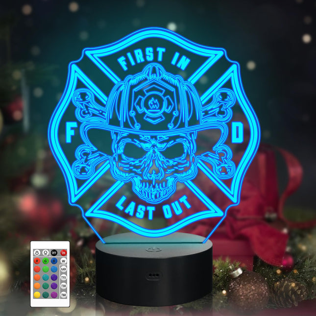 3D Night Light for Firefighter, 16 Colors Change Smart Touch & Remote Control, Home Decor LED Bedside Table Desk Lamp, Christmas Birthday for Man Husband Boy Kids Firemen