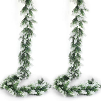 Cindeer 2 Pcs 6 Ft Christmas Cedar Garland Artificial Snow Pine Garland Christmas Gradient Cypress Garland for Mantel Fireplace Table Runner Centerpiece Decor Holiday Christmas Tree Decorations