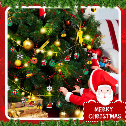 Syhood 63 Pcs Mini Christmas Tree Ornaments Set Mini Christmas Tree Decoration Gadget Small Tree Skirt Christmas Tree Star Topper Miniature Christmas Hanging Ornament with Light for Holiday Xmas Tree
