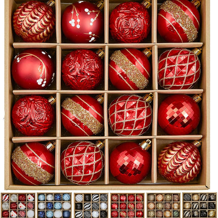 Pack of 16 Shatterproof Hanging Christmas Tree Balls with Hooks - 2.36 Inches Ball Ornaments for Xmas Tree Decoration, Red Gold Plastic Ball Baubles for Xmas Tree Wreath Garlands Party Decorations