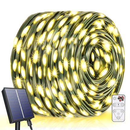 Solar Christmas Lights,600 LED Solar String Lights 196ft 8 Modes Outdoor Solar Christmas Lights for Xmas Trees,Festival,Garden,Balcony,Christmas Decoration,Warm White