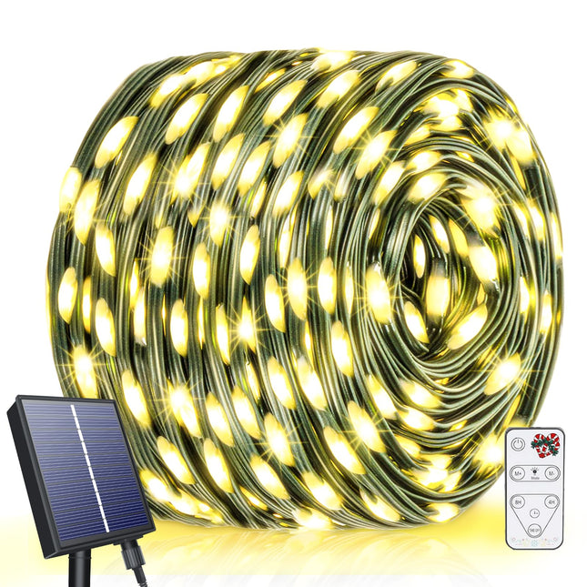 Solar Christmas Lights,600 LED Solar String Lights 196ft 8 Modes Outdoor Solar Christmas Lights for Xmas Trees,Festival,Garden,Balcony,Christmas Decoration,Warm White