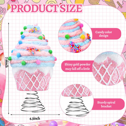 Retisee 7.9 Inch Pastel Dessert Christmas Tree Topper Pink Cake Tree Topper Candy Donut Christmas Tree Decoration Pastel Christmas Ornaments for Christmas Year Birthday Party Decor