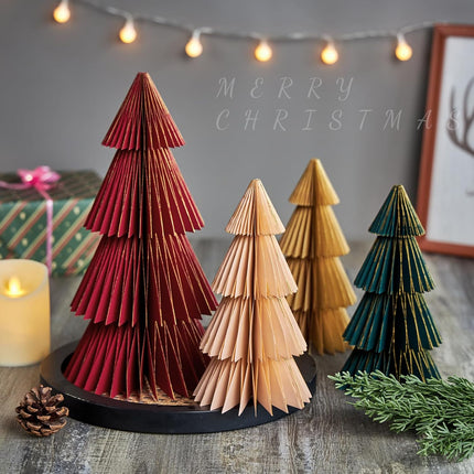 SUNBEAUTY 4 PCS Paper Christmas Tree Honeycomb Christmas Tree 3D Christmas Honeycomb Table Centerpiece Christmas Party Decorations Paper Trees for Home Xmas Holiday Party Decorations