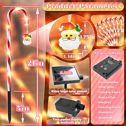 Solar Christmas Lights Outdoor Decorations: Candy Cane Light Waterproof for Yard Decorative Outside - Santa Claus Pathway Stake Lighting Patio Garden Path Street Decor 12 Pack