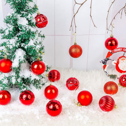 41ct Christmas Balls Shatterproof Hanging Decorations Set for Xmas Tree Garland Ornaments (Red, 2.36''/60mm)