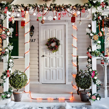 XunYee 78 ft Candyland Christmas Trees Decorations Christmas Candy Garland Red and Green Candy Cane Lollipop Snowflake Dot Peppermint Hanging Garland for Xmas Holiday Year Party Decor