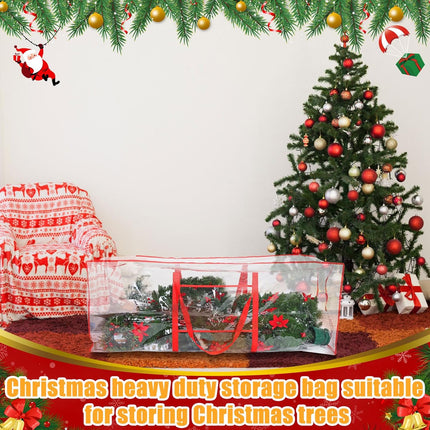 Sadnyy 2 Pcs Clear Christmas Tree Storage Bag 9ft Christmas Tree Storage Containers Waterproof Christmas Tree Bag for Storing Christmas Tree, Garland, Holiday Decorations