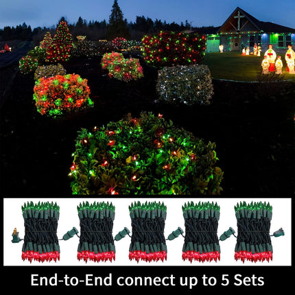 Super-Bright Extendable Christmas Lights Decoration 100 Lights 19.6ft UL Mini Bulb String Lights for Outdoor Christmas Tree Garden Party Patio Garland Decor (Red+Green)