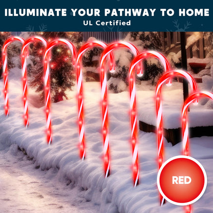 JOIEDOMI 23" Christmas Candy Cane Lights, Christmas Pathway Lights with 72 Red LED, 12 Packs Candy Christmas Lights Candy Cane Pathway Lights for Outdoor, Yard, Walkway, Lawn, Garden Decor