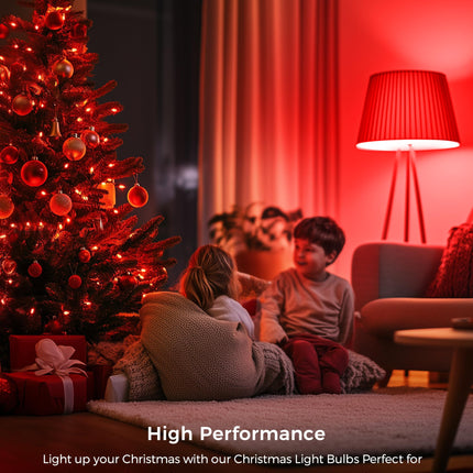 L LOHAS LED Red and Green Light Bulbs Outdoor 4 Pack, Red and Green Light Bulbs for Christmas Decoration, A19 9W, 720LM, E26 Base, Non-Dim