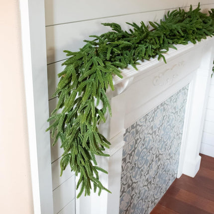 72" Real Touch Norfolk Pine Garland, 6ft Christmas Garland for Mantle, Faux Cedar Garland Realistic, Garlands for Decoration Christmas, Christmas Greenery Garland, Staircase Garland