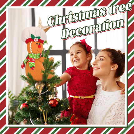 Gingerbread Man Christmas Tree Topper Decorations Gingerbread Christmas Decorations for Home Christmas Tree, Wine Bottle & Curtain Ornaments Funny Home Decorations