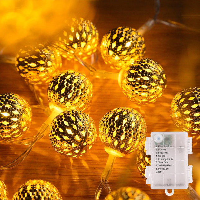 String Lights Indoor 40 LED Moroccan Fairy Lights Battery Operated with 8 Modes Outdoor String Lights Waterproof Globe String Lights for Home Patio Wedding Diwali Christmas Decor, Warm White