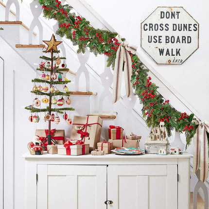 Artiflr Red Berry Christmas Garland, 6Foot Flexible Artificial Berry Garland for Indoor Outdoor Home Fireplace Decoration for Winter Christmas Holiday Year Decor