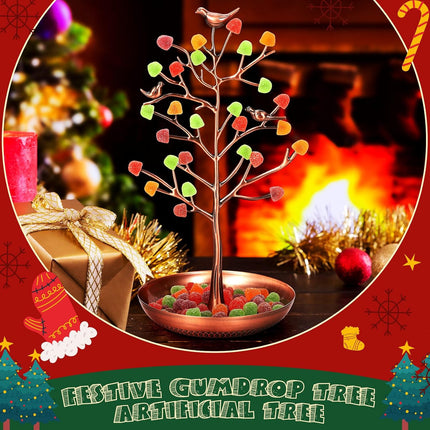 Soaoo Festive Gumdrop Tree Christmas Nostalgic Gum Drops Artificial Tree for Table Centerpiece Christmas Decorations for Tabletop Display Ornament Candy Themed Party Supplies Xmas(Bronze)